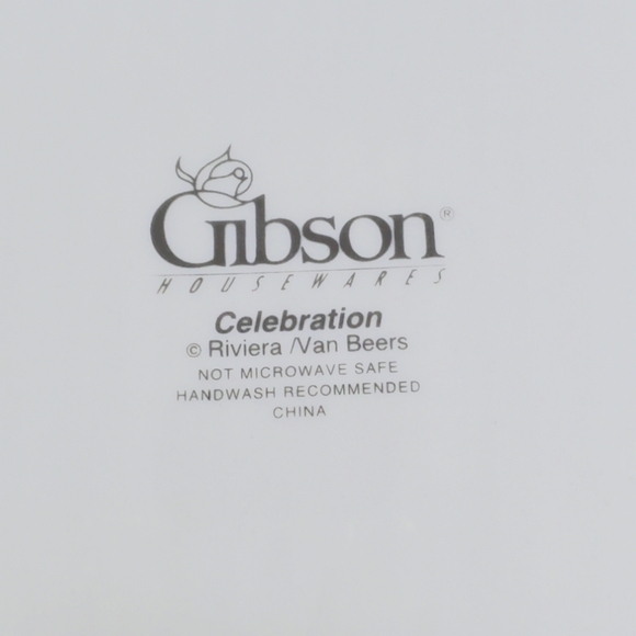 Gibson Designs Vtg Celebration Dinner Plate Gold Snowflakes Deer 2001 Pre-Owned - Picture 10 of 10